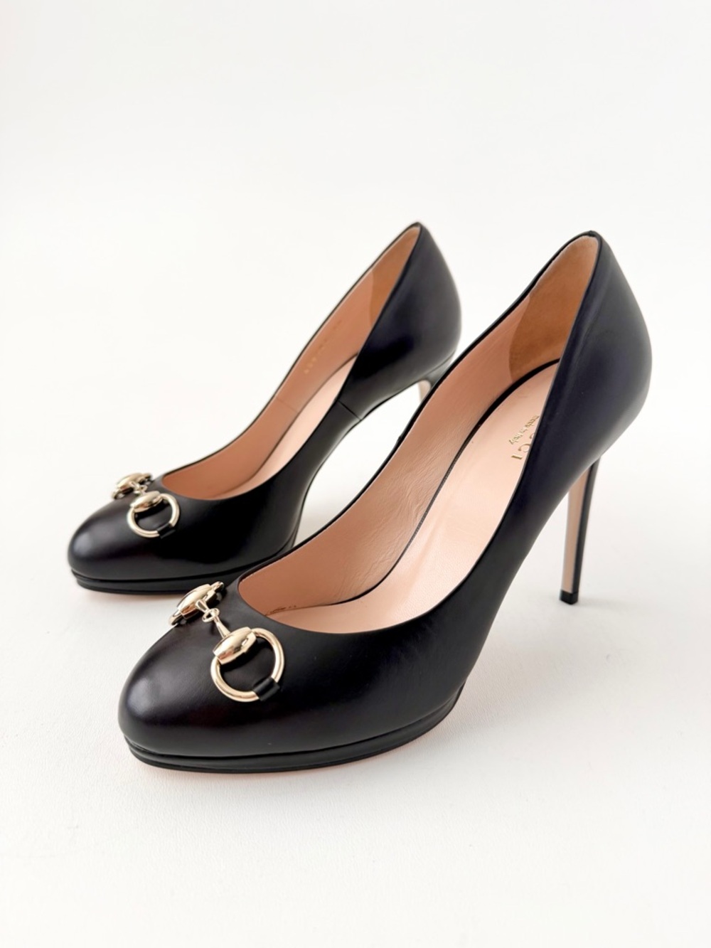 GUCCI | Horsebit Platform Pumps‎ Black Leather High Heels EU 38